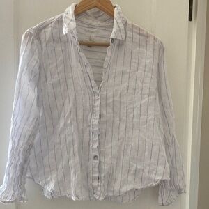 Joie linen cropped button down blouse